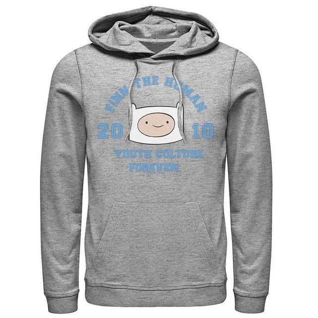 Mens Adventure Time Finn The Human Youth Culture Forever Pullover Hoodie Athletic Grey Product Image