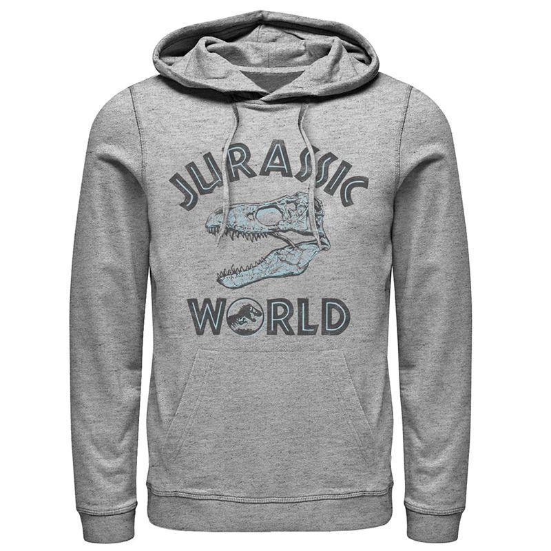 Mens Jurassic World Fallen Kingdom T-Rex Bones Pull-Over Hoodie Athletic Grey Product Image