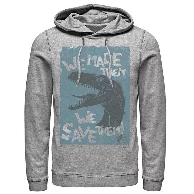 Mens Jurassic World 2 We Made Them, We Save Them! Hoodie Grey Product Image