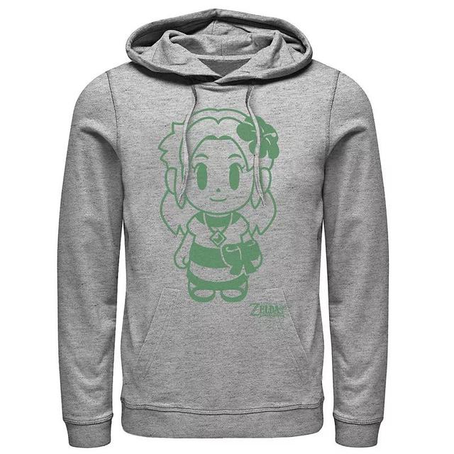 Mens Nintendo Legend Of Zelda Links Awakening Marin Outline Portrait Hoodie Athletic Grey Product Image