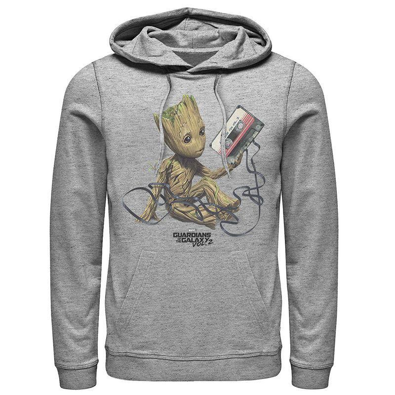 Mens Marvel Guardians Of The Galaxy Vol. 2 Groot Tape Portrait Hoodie Athletic Grey Product Image