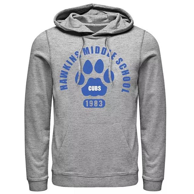 Mens Netflix Stranger Things Hawkins Middle School Cubs 1983 Hoodie Athletic Grey Product Image