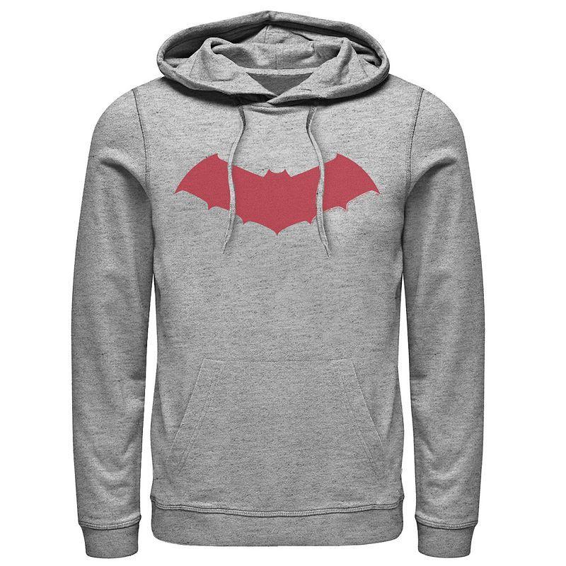 Mens DC Comics Batman Red Chest Logo Hoodie Athletic Grey Product Image