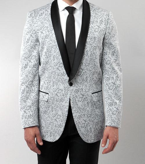 Sliver Slim Fit Floral Pattern Blazer Satin Shawl Collar Product Image