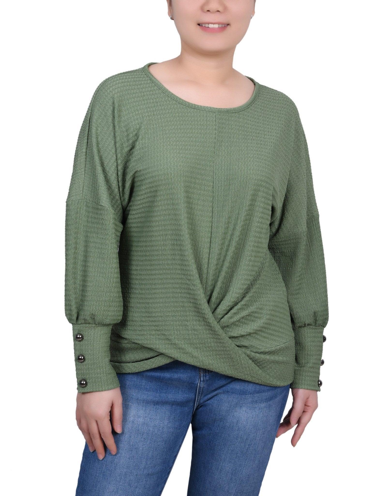 Long Sleeve Textured Knit Top - Petite product image