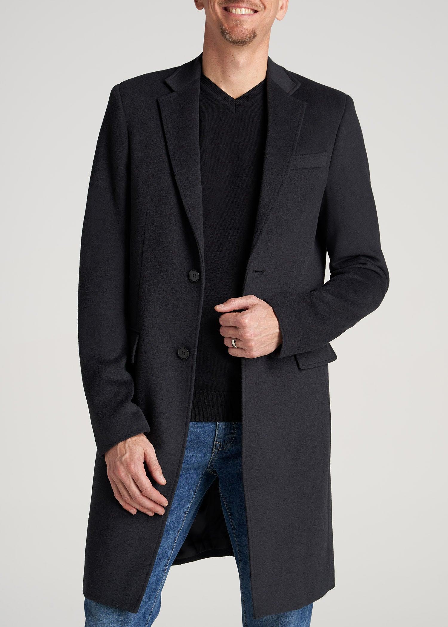 Wool Coat for Tall Men in Charcoal Mix Male Product Image