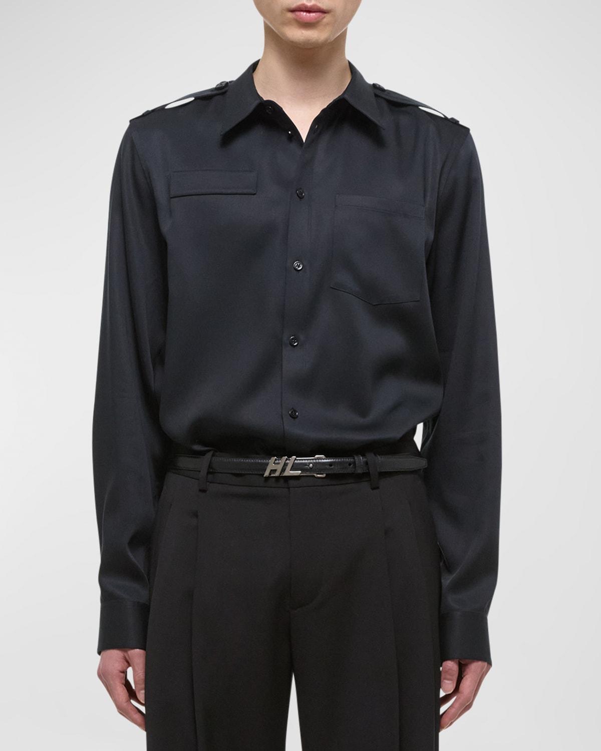 Mens Epaulette Button-Front Shirt Product Image