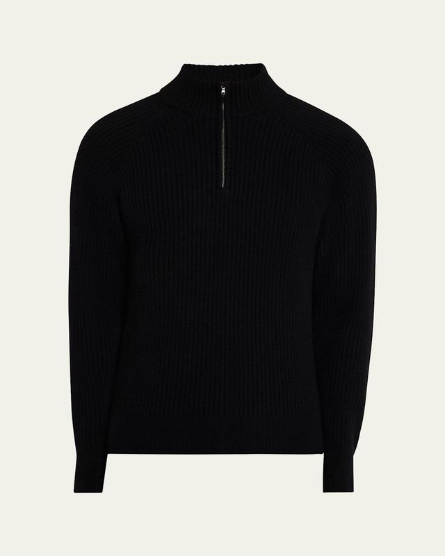 Mens Wool and Cashmere Rib Half-Zip Sweater Product Image