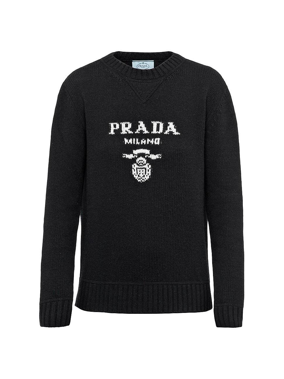 Womens Cashmere and Wool Prada Logo Crew-Neck Sweater Product Image