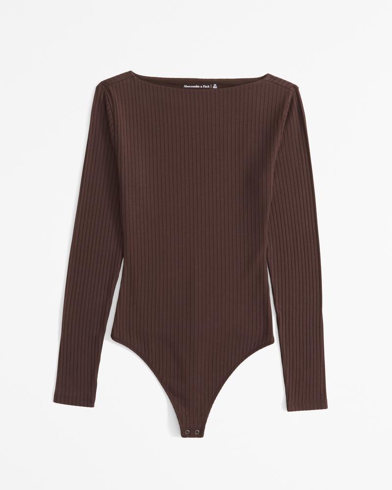 Long-Sleeve Wide Rib Slash Bodysuit Product Image