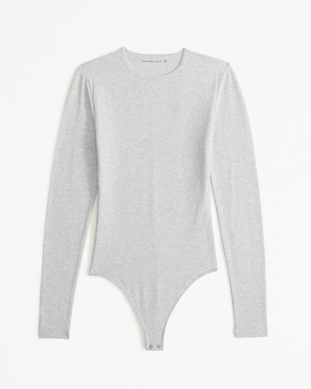 Long-Sleeve Cotton-Blend Seamless Fabric Crew Bodysuit Product Image