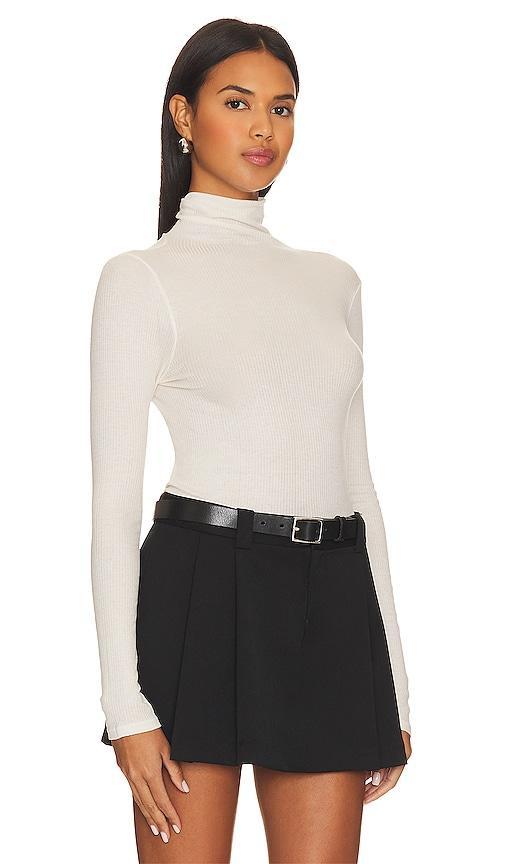 Enza Costa Silk Cashmere Rib Slim Long Sleeve Turtleneck Top Grey. (also in ). Product Image