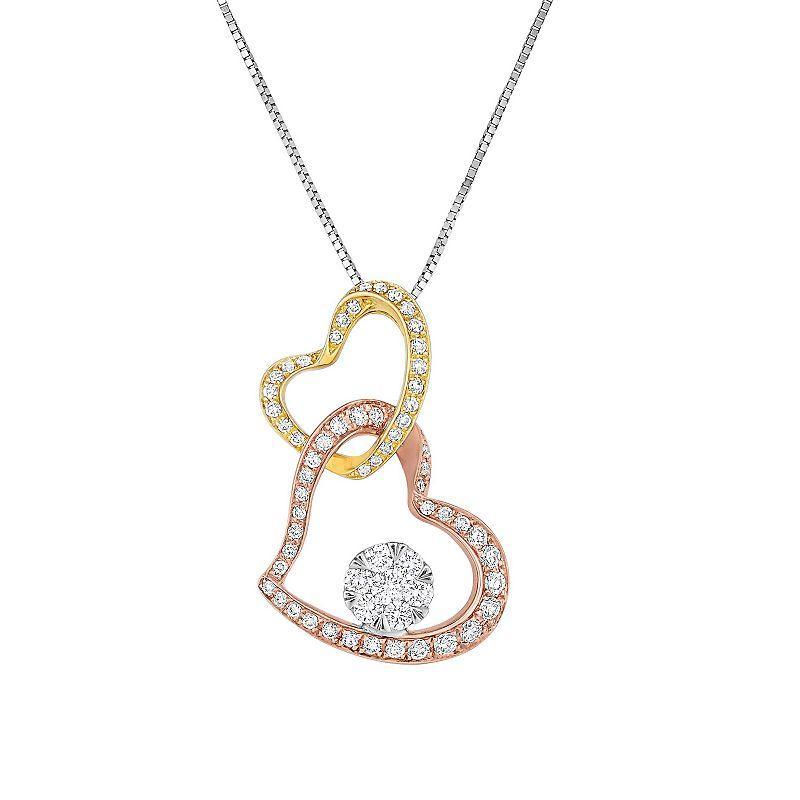 Diamaison 3/8 C.t.t.w Diamond 10Kwyp Double Heart Pendant, Gold Product Image