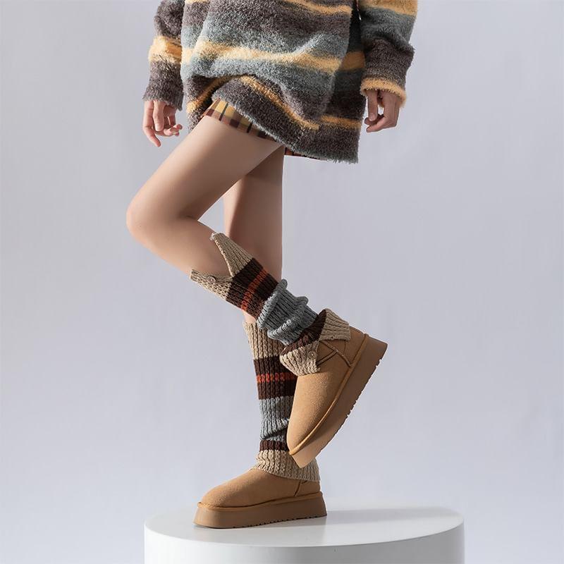 Color Block Cable Knit Leg Warmers Product Image