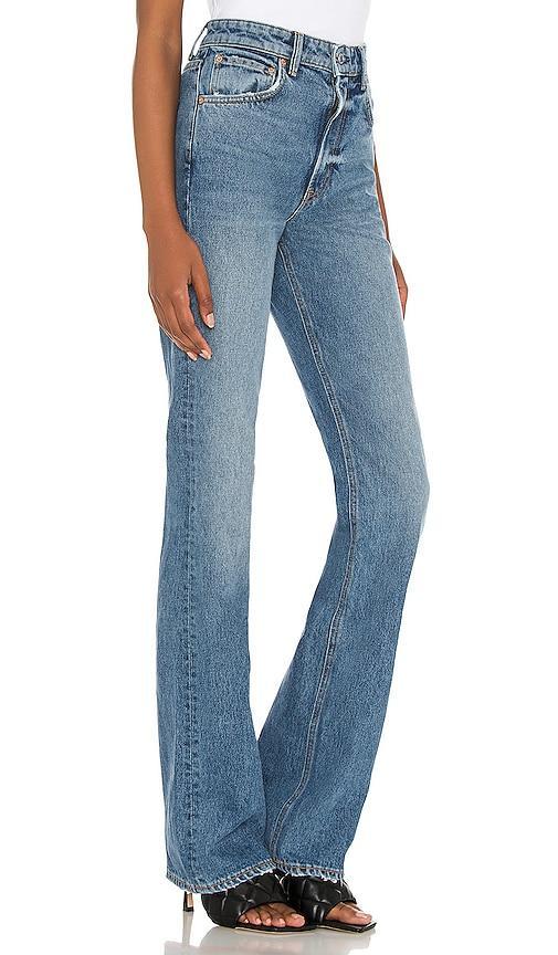 GRLFRND Melanie High Rise Boot Cut in Los Feliz - Denim-Medium. Size 24 (also in 25, 26). Product Image