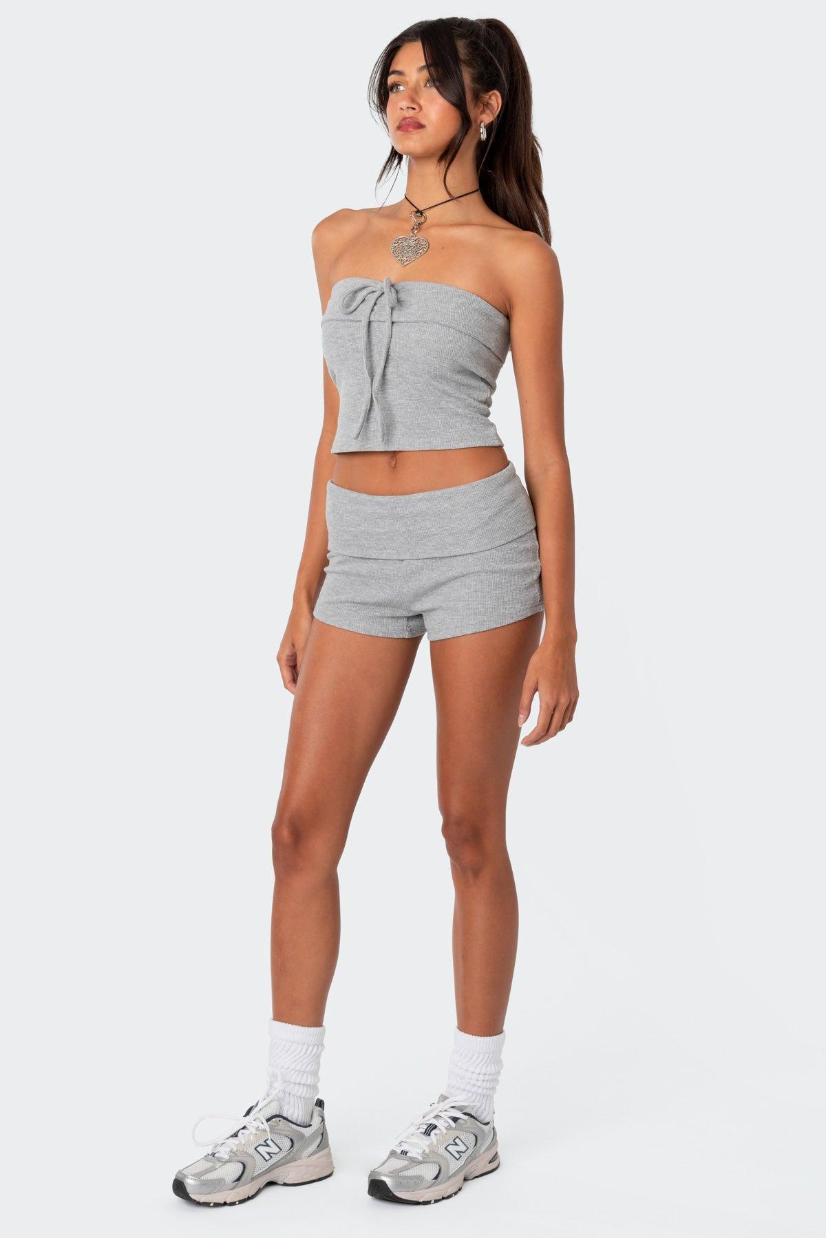 Lizzy Foldover Waffle Shorts Product Image