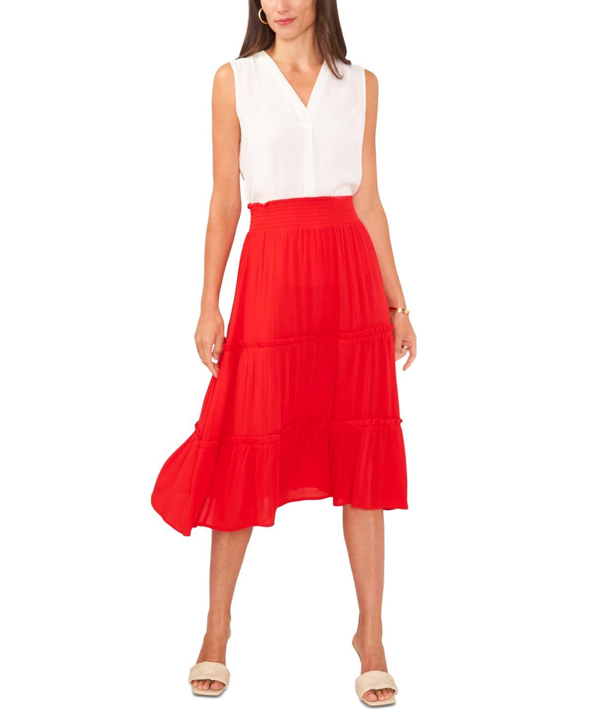 Vince Camuto Womens Solid-Color Tiered Pull-On Skirt Product Image