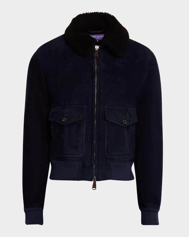 Mens Shearling Bomber Jacket Product Image