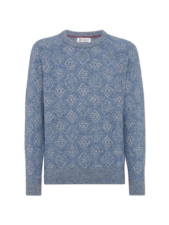 Mens Geometric Jacquard Sweater in Alpaca, Cotton and Wool Product Image