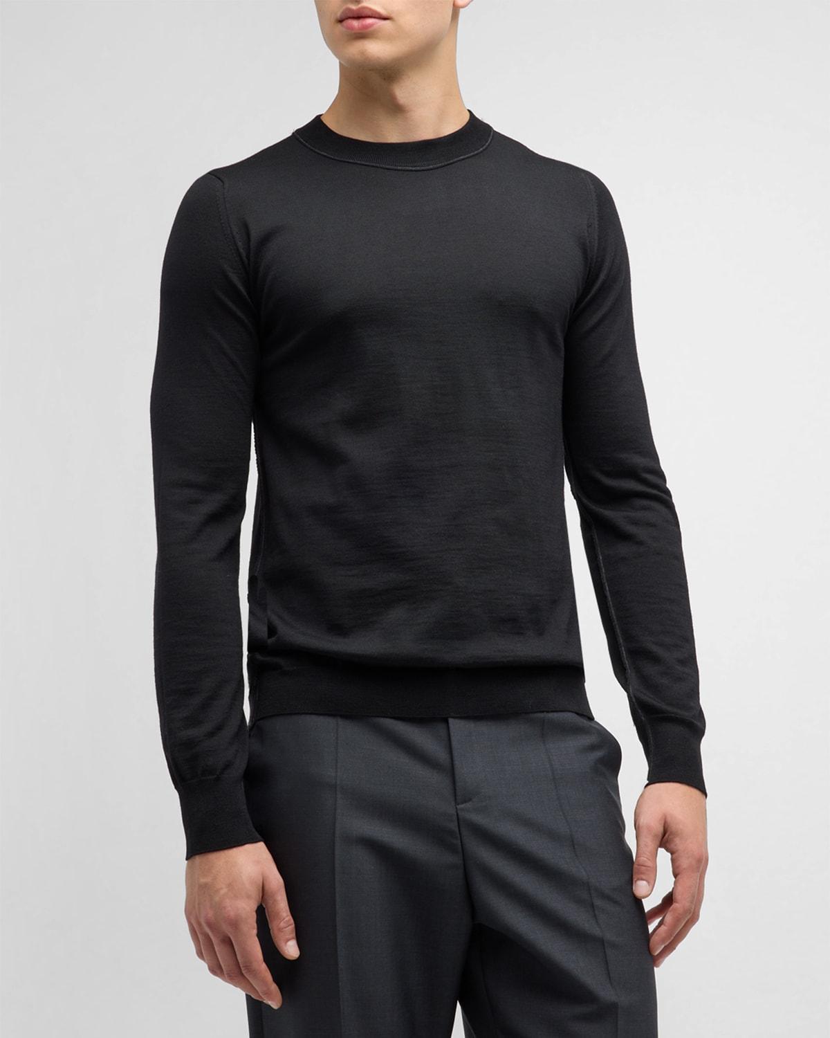 Mens Wool-Cotton Sweater with Piping Product Image