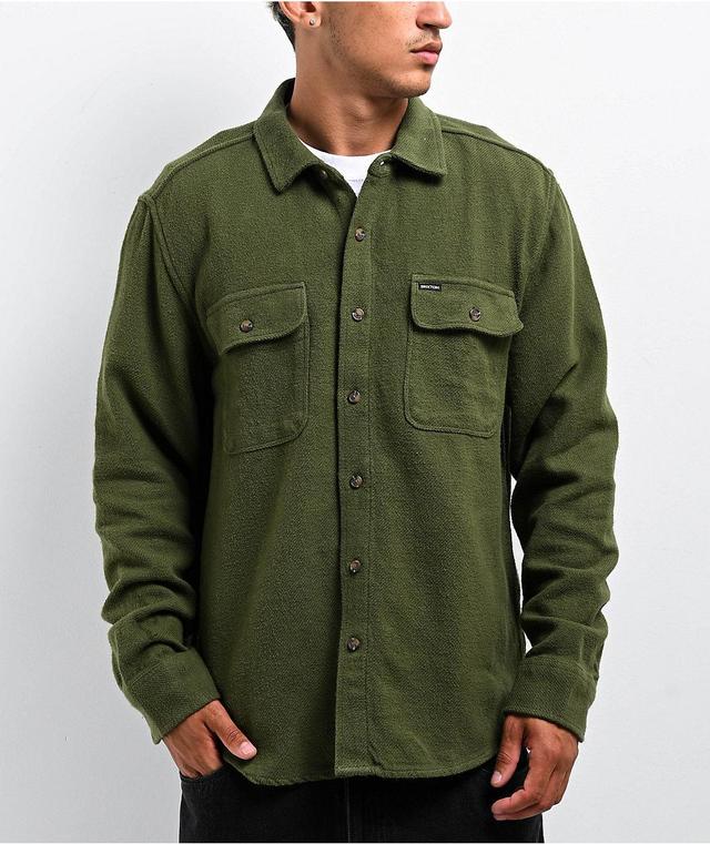 Brixton Bowery Textured Olive Surplus Long Sleeve Button Up Shirt Product Image