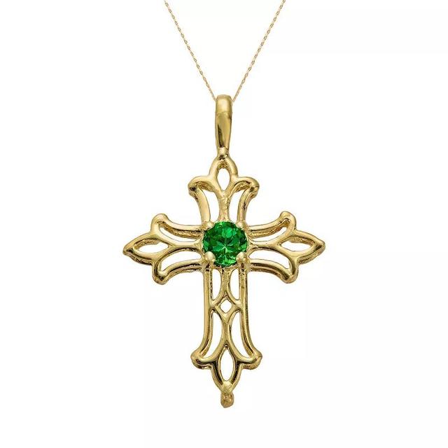 Gemminded 10k Gold Garnet Filigree Cross Pendant, Womens Red Product Image