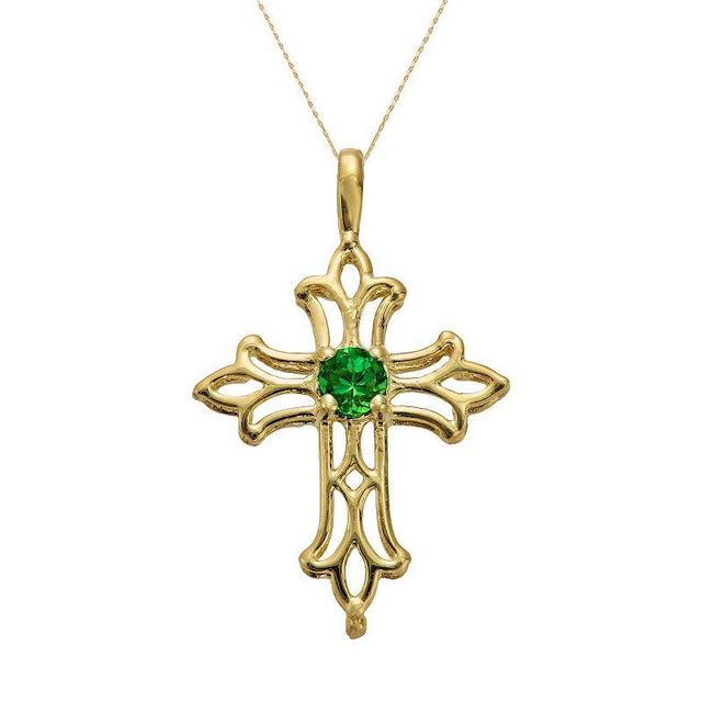 Gemminded 10k Gold Garnet Filigree Cross Pendant, Womens Red Product Image