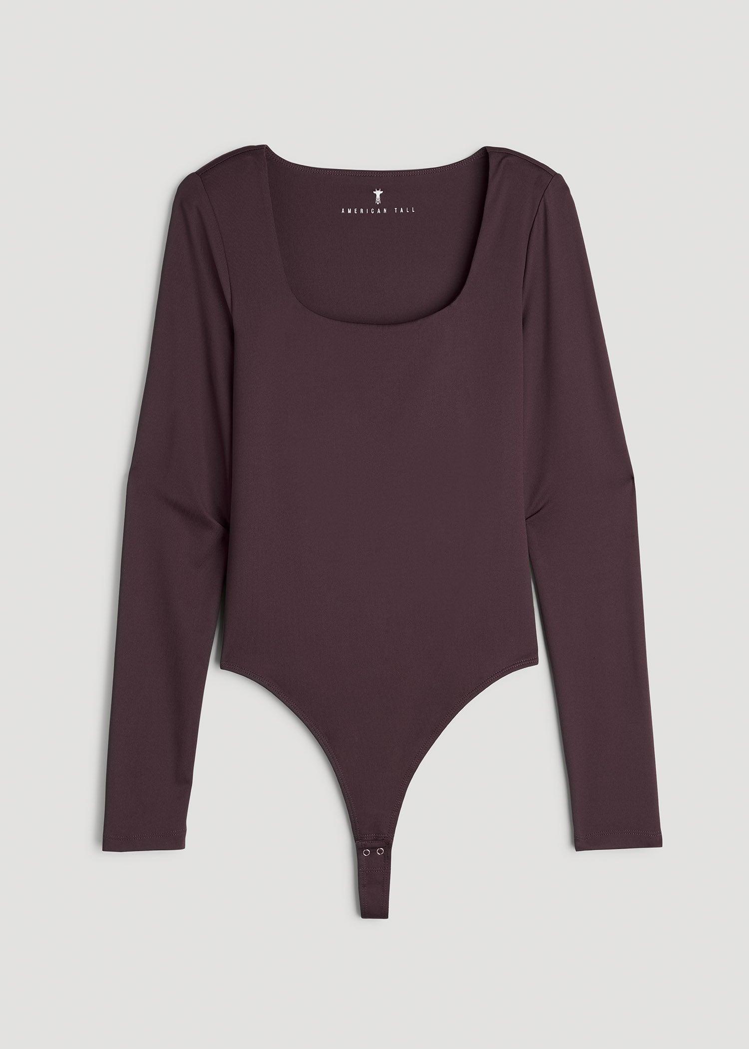 Long Sleeve Square Neck Bodysuit for Tall Women in Deep Purple Product Image