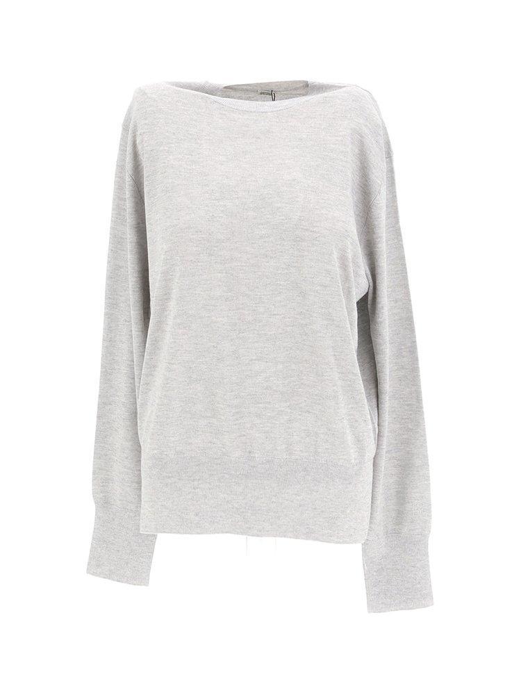 TOTÊME Crewneck Silk Cashmere Knit Sweater In Grey Product Image