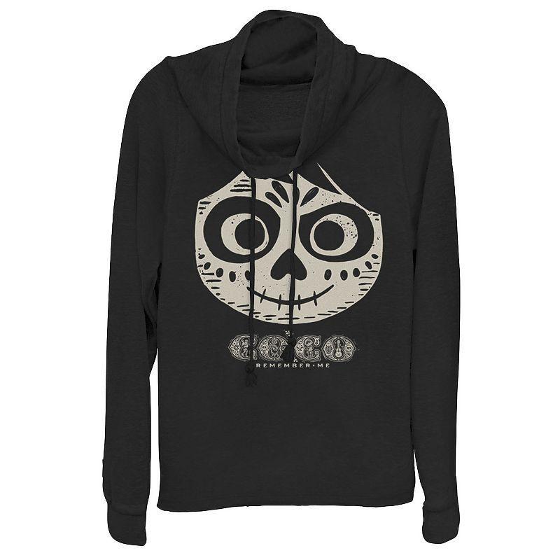 Disney / Pixars Coco Miguel Skeleton Face Juniors Cowlneck Graphic Lightweight Long Sleeve, Girls Product Image