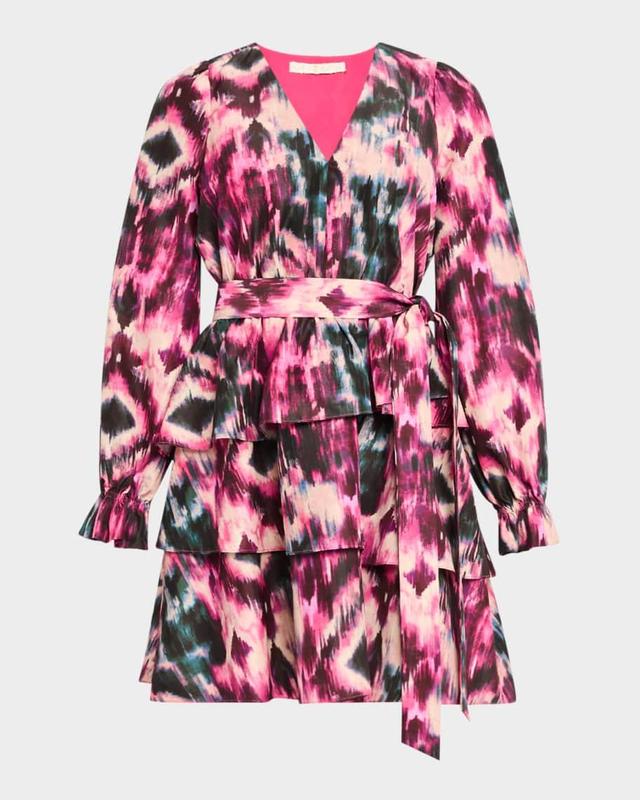 Umbra Abstract-Print Ruffle Tiered Mini Dress Product Image