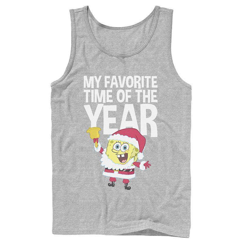 Mens Nickelodeon Spongebob Squarepants Santa Christmas Favorite Time Graphic Tank Top Grey Product Image