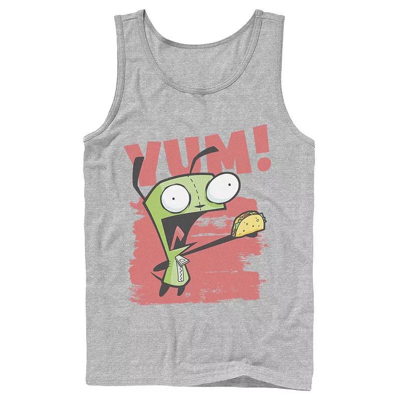 Mens Nickelodeon Invader Zim Gir Screaming Yum! Taco Portrait Graphic Graphic Tank Top Grey Product Image