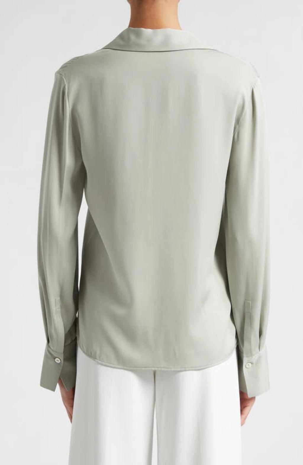 Long-Sleeve Silk Pullover Polo Top Product Image