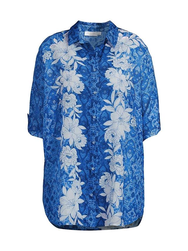 Womens Clio Floral Cotton & Silk Mini Shirtdress Product Image