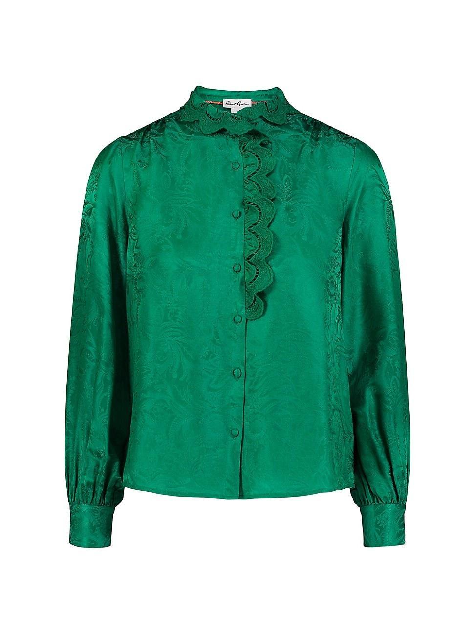 Womens Brigitte Paisley Jacquard Long-Sleeve Shirt Product Image