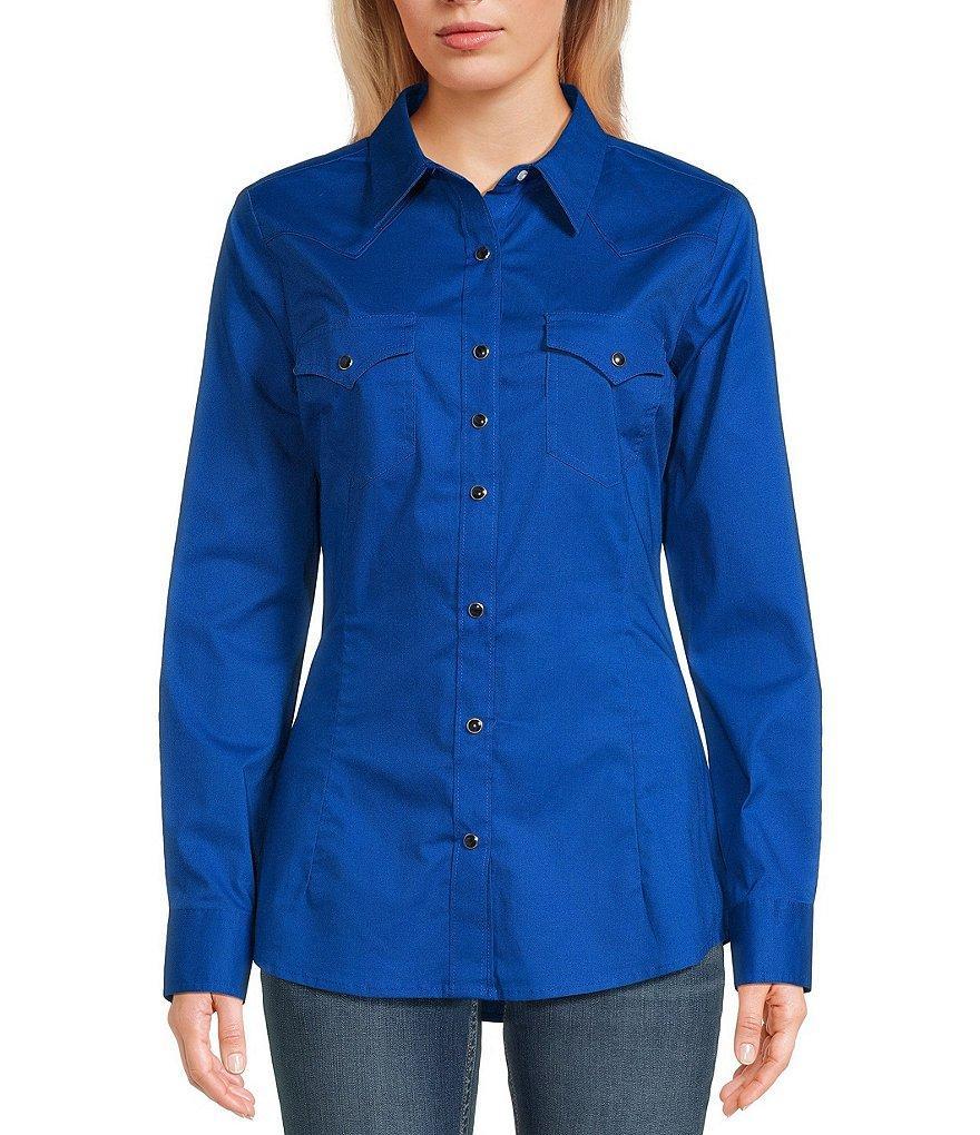 Wrangler® Long Sleeve Pointed-Front-And-Back Yoke Western Shirt product image