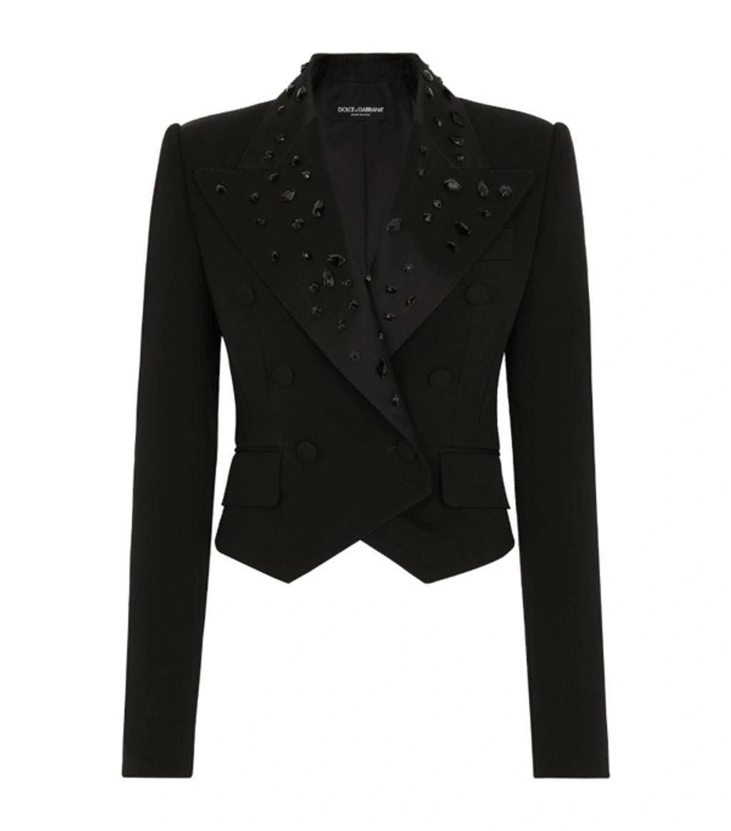 Virgin Wool-blend Embellished Cropped Blazer In Multi Product Image