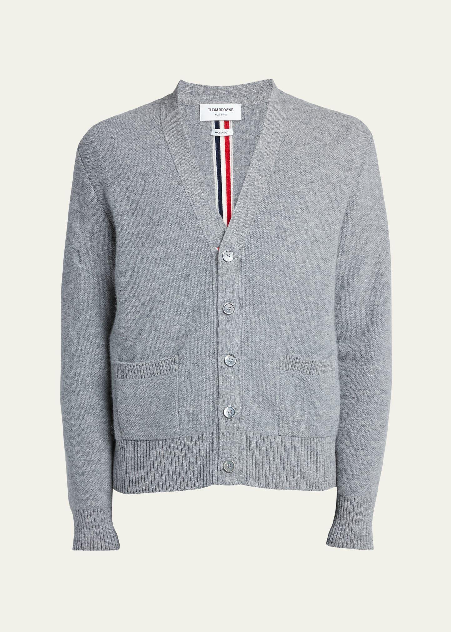 Mens Washed Pique Cardigan with Striped Back Product Image