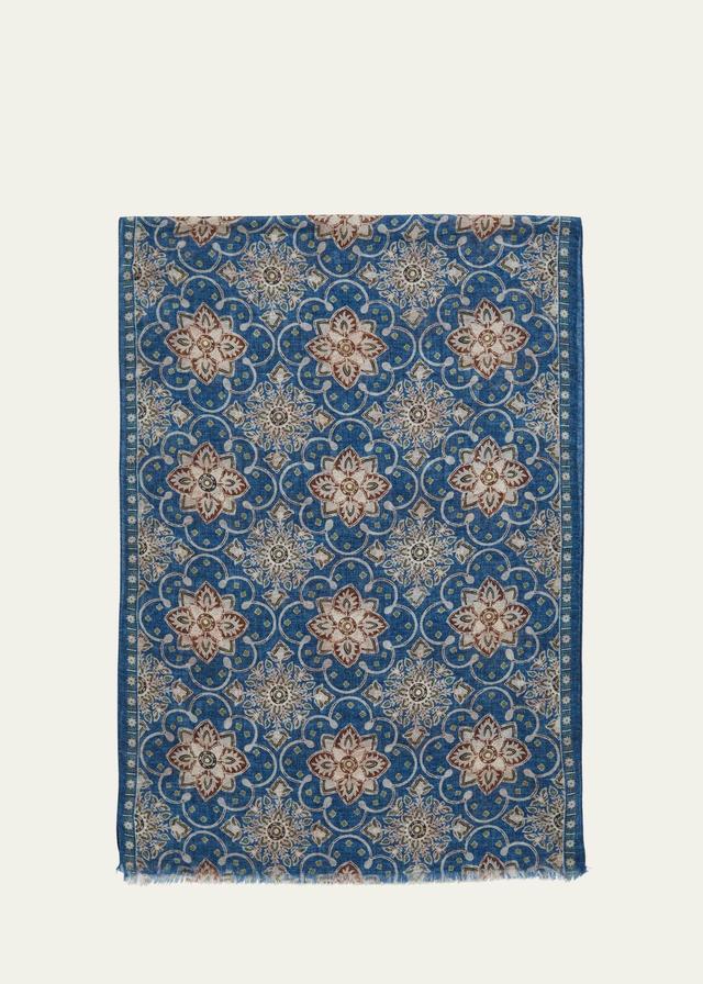 Mens Cashmere Floral-Print Scarf Product Image