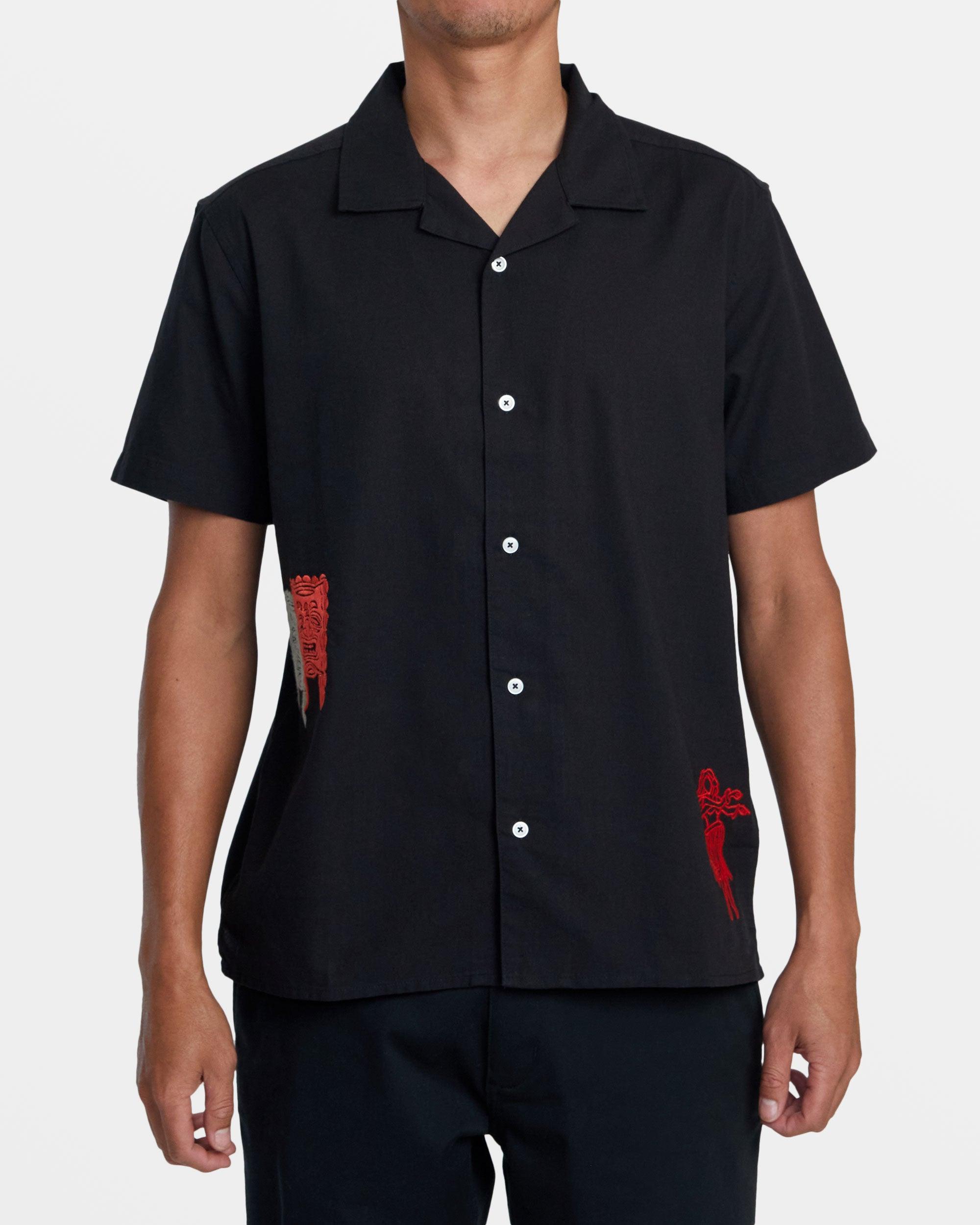 Oblow Floral Short Sleeve Woven Shirt - RVCA Black Product Image