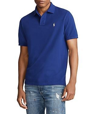 Men's Cotton Custom Slim Fit Mesh Polo Shirt In New England Blue Product Image