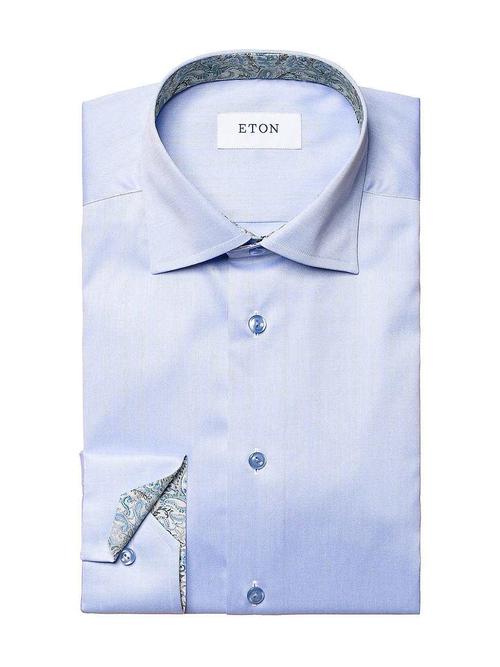 Eton Slim Fit Paisley Trim Dress Shirt Product Image