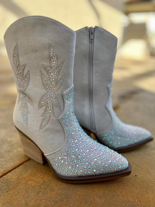 "Lux" Grey Rhinestone Booties* Product Image