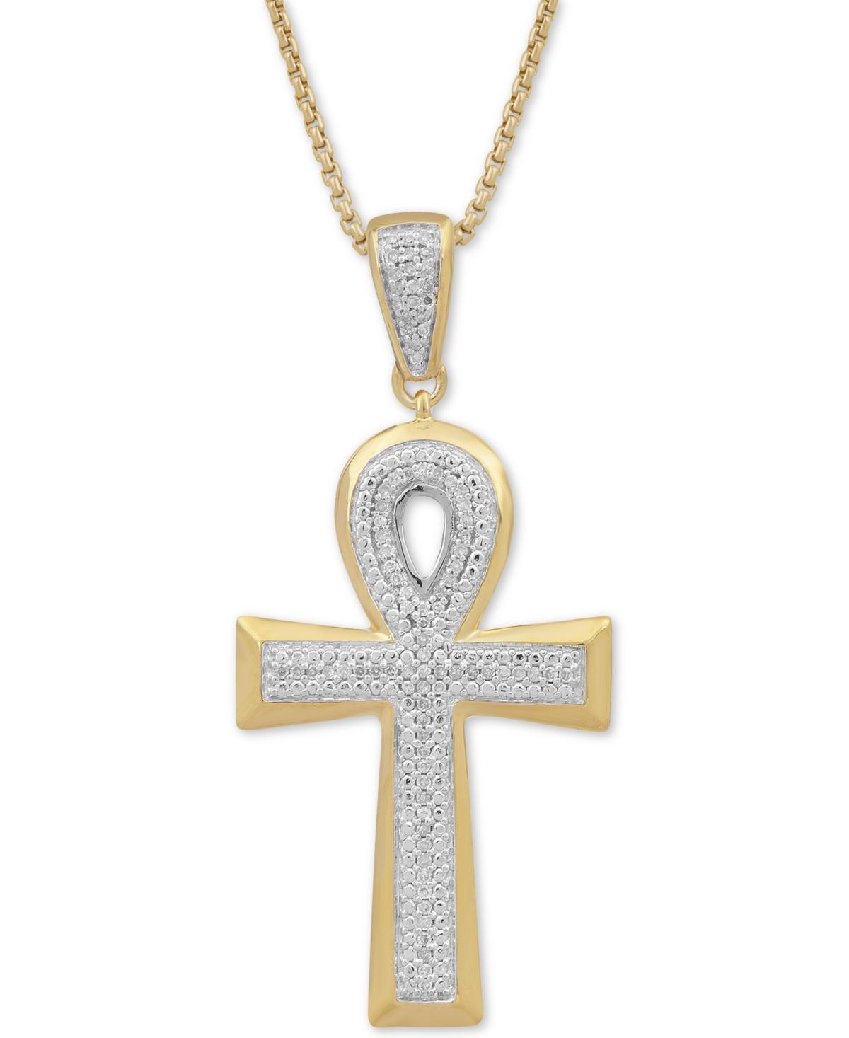 Mens Diamond Ankh 22 Pendant Necklace (1/2 ct. t.w.) in 18k Gold-Plated Sterling Silver Product Image