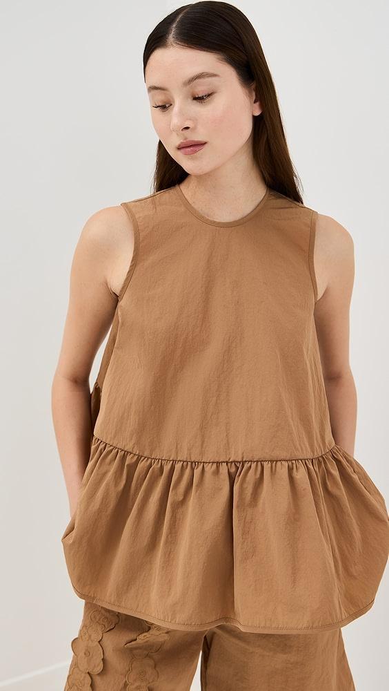 Cecilie Bahnsen Asta Top Recycled Taffeta Chestnut | Shopbop Product Image