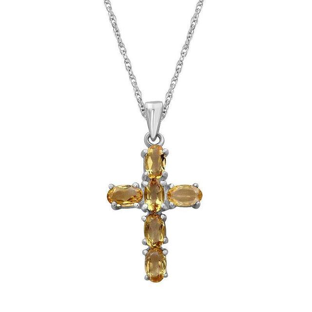 Jewelexcess Sterling Silver Citrine Cross Pendant Necklace, Womens Product Image