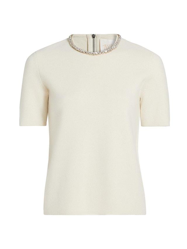 Womens Embellished Cashmere T-Shirt Product Image