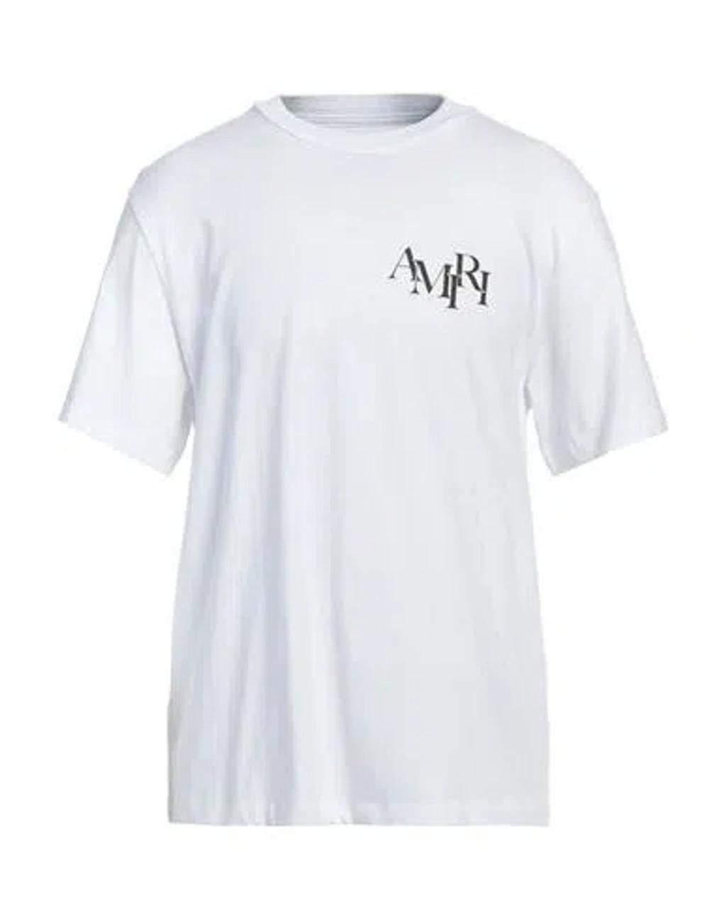 White Printed T-shirt In White/black Product Image