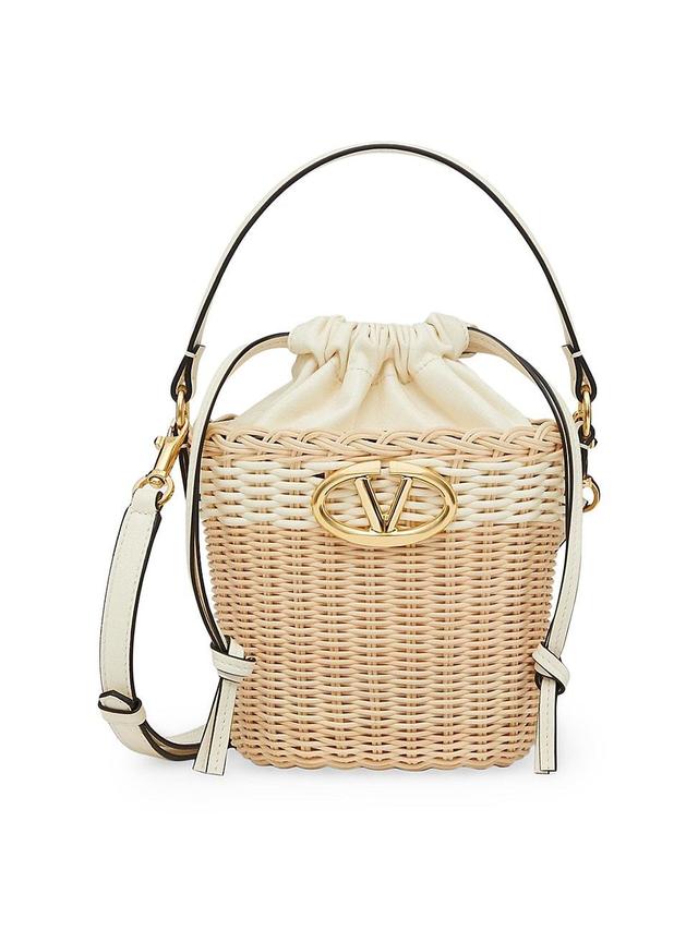 Womens Vlogo Signature Wicker Bucket Bag Product Image